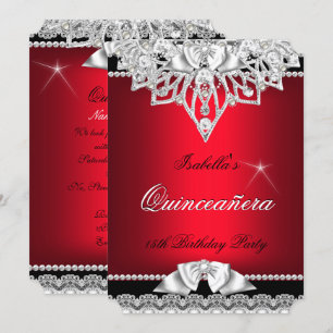 Princess Quinceanera Girl Red Black 15th Kaart