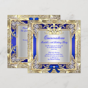 Princess Quinceanera Gold Royal Blue Silver 2 Kaart