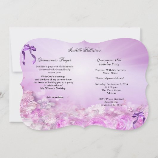 Princess Quinceanera Magical Paars Silver 2 Kaart (Achterkant)