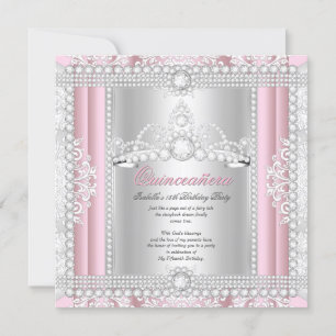 Princess Quinceanera Party Diamond Pink Tiara Kaart
