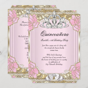 Princess Quinceanera Pink Gold 15e verjaardag Kaart