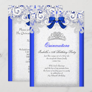 Princess Quinceanera Royal Blue 15th Birthday Kaart