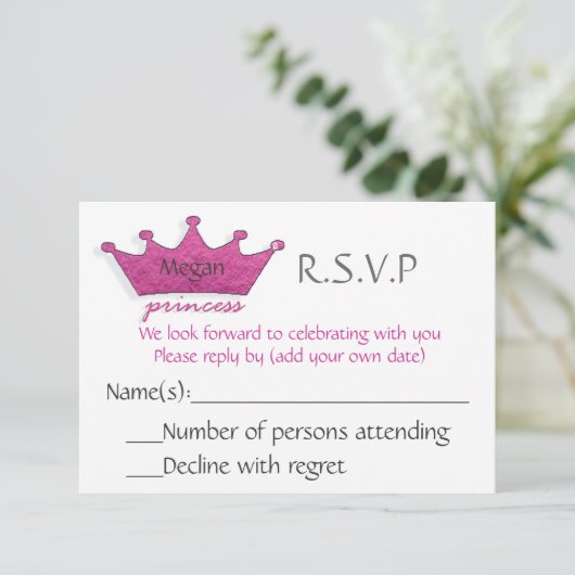 Princess R.S.V.P RSVP Kaartje (Staand voorkant)