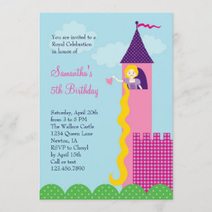 Princess Rapunzel Birthday Party Invitation Kaart