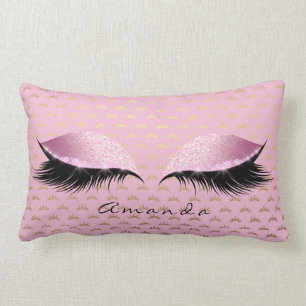 Princess Roos Gold Glitter Lashes Name Crown Kussen