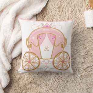 Princess Royal Carriage Pink & Gold Personalized Kussen