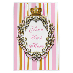 Princess Royal Crown Pink & Gold Personalized Bag Medium Cadeauzakje
