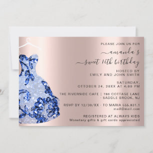 Princess Royal Roos Dress Sweet 16th Blue Navy Kaart
