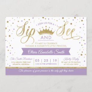 Princess Sip en See Baby shower Invitation Kaart