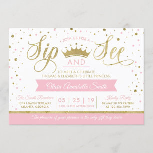 Princess Sip en See Baby shower Invitation Kaart