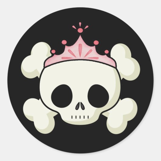 Princess Skull Ronde Sticker (Voorkant)