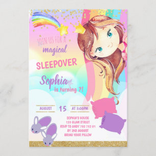 Princess Sleepover Party Slumber Girl Birthday Kaart