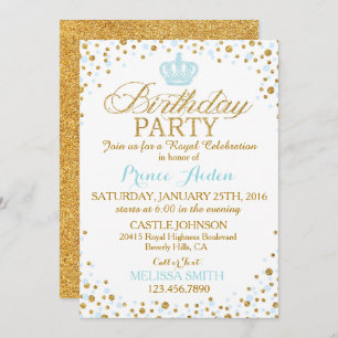 Princess Sparkle Blue en Gold Glitter Birthday Kaart