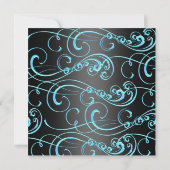 Princess Sweet 16 Blauw & Zwart Verjaardag Uitnodi Kaart (Achterkant)