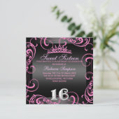 Princess Sweet 16 Hot rose Invitation d'anniversai (Debout devant)