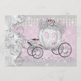 Princess Sweet 16 Quince Anos Bling Carriage Kaart