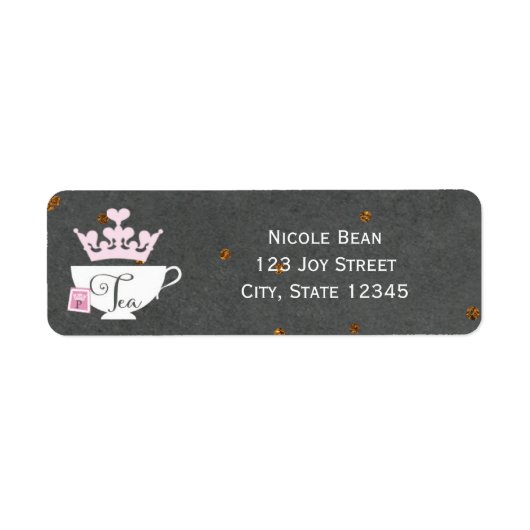 PRINCESS TEA ARTITY Birthday Invitation Labels (Voorkant)