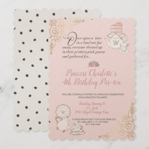 Princess Tea Party Girl's Birthday Invitation Kaart