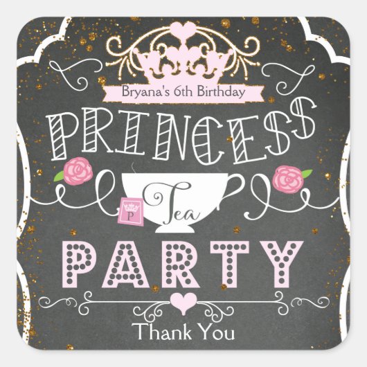 PRINCESS THEE PARTY Geboortepartij Favor Stickers (Voorkant)
