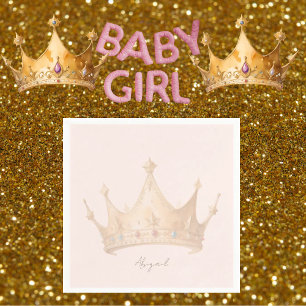 Princess Tiara Blush Baby shower gepersonaliseerd Servet