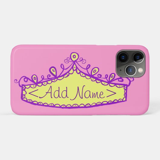 Princess Tiara Crown Custom Name iPhone Case (Achterkant (horizontaal))