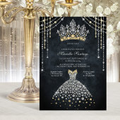 Princess Tiara Crown Dress Quinceanera Invitation