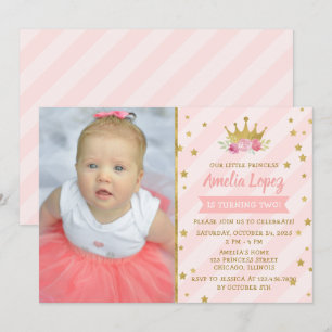 Princess Tiara Girl Birthday Party Kaart