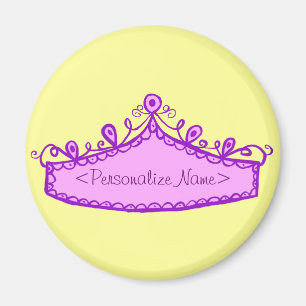 Princess Tiara Pink Crown Custom Name Magnet Magneet