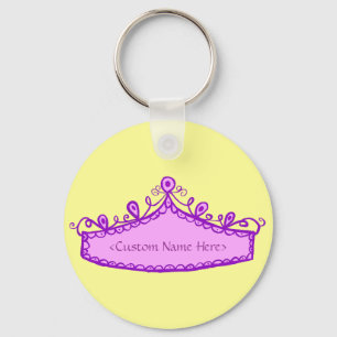 Princess Tiara Pink Crown Custom Name Sleutelhange Sleutelhanger