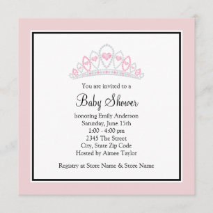 Princess Tiara Pink Princess Baby shower Kaart