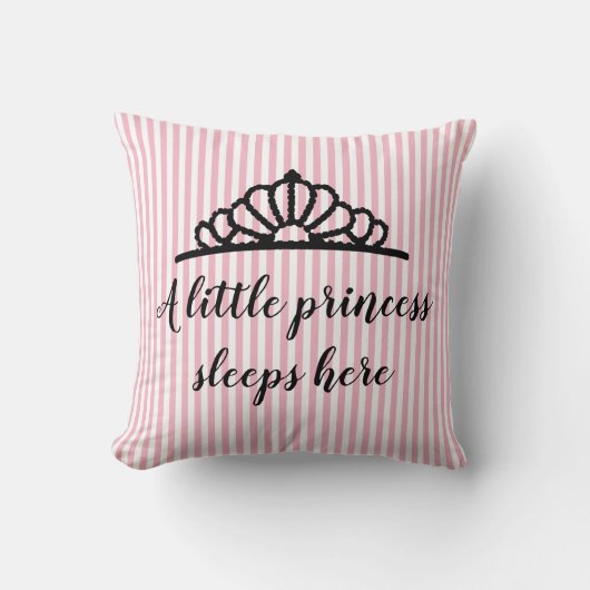 Princess Tiara Pink Stripe Persoonlijke Pillow Kussen (Voorkant)