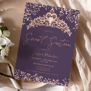 Princess tiara roos gold glitter foto Sweet 16 Kaart