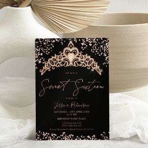 Princess tiara roos gold glitter foto Sweet 16 Kaart