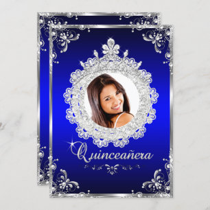 Princess Tiara Royal Blue Sparkle Quinceanera Kaart