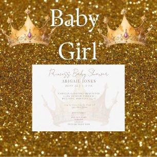 Princess Tiara Wit & Goud Baby shower Kaart