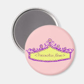 Princess Tiara Yellow Crown Custom Name Magnet Magneet (Voorkant / Achterkant)