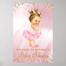 Princess Tutu Baby shower Welcome Sign Brunette