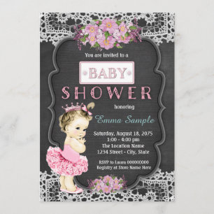 Princess Tutu Chalkboard Baby Girl Shower Kaart