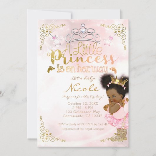 Princess Tutu & Gold Crown Etnische Baby Meisje Do Kaart (Voorkant)