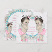 Princess Twin Meisje Baby shower Kaart (Voorkant / Achterkant)