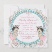 Princess Twin Meisje Baby shower Kaart (Achterkant)