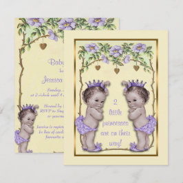 Princess Twin Rozen & Harten Baby shower Kaart