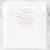 PRINCESS Typography Birthday Party Custom Sticker (Tas)