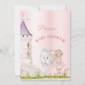 Princess Unicorn Pink Baby Girl Shower Kaart (Achterkant)