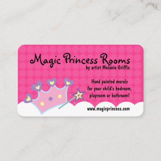 Princess Wand Pink Dot Visitekaartje (Voorkant)
