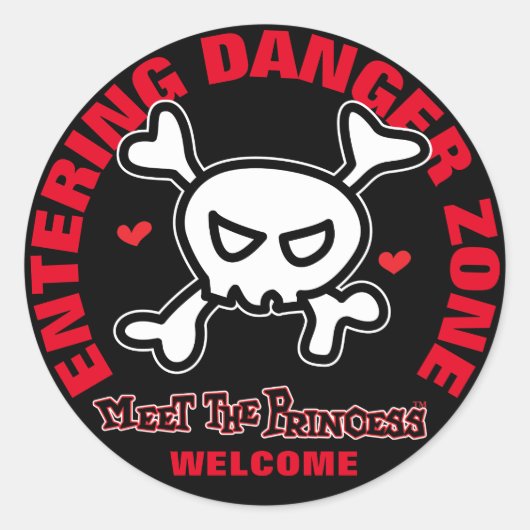 Princess Warning Ronde Sticker (Voorkant)