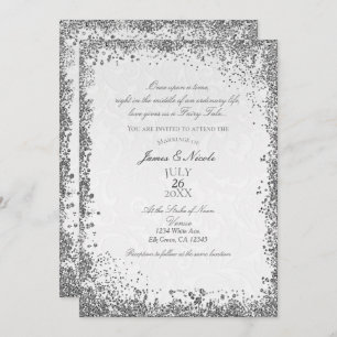 Princess White Damask Storybook Elegant Wedding Kaart