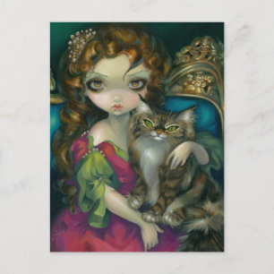 "Princess with a Maine Coon Cat"-Briefkaart Briefkaart