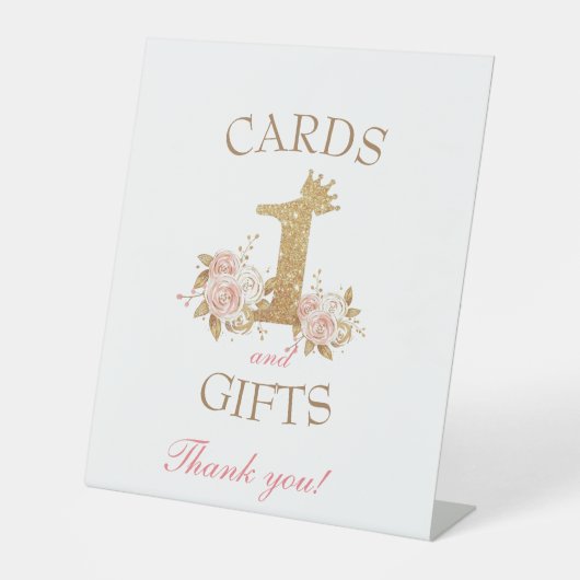 Princesse 1er Anniversaire Carte de fête et signe  (Recto)