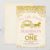 Princesse 1er anniversaire Invitation / Parties sc (Devant / Derrière)
